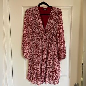 Red and White Long Sleeve Dress